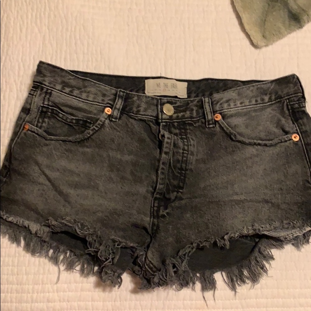 Free people black denim shorts